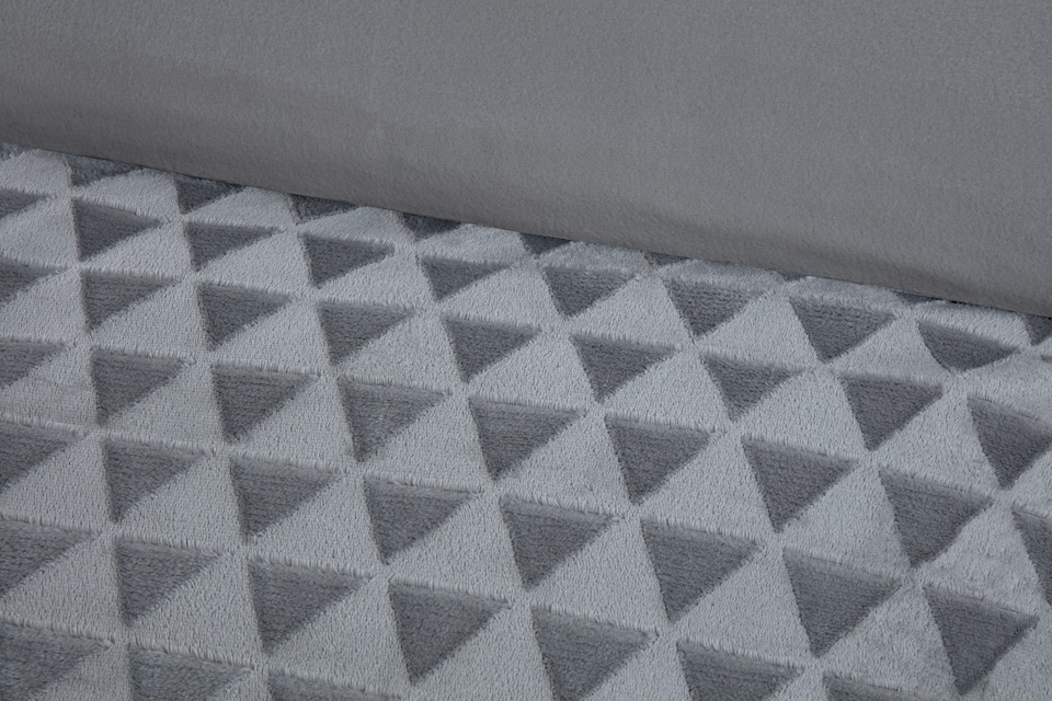 image 1 of Diamond Cut Teddy Polyester Fleece Duvet Cover Set with Pillowcase | Silver | Single
