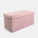 image 2 of OHS Matte Velvet Soft Long Rectangle Foldable Footstool Seat Storage Organiser Ottoman | Pink | Blush Pink