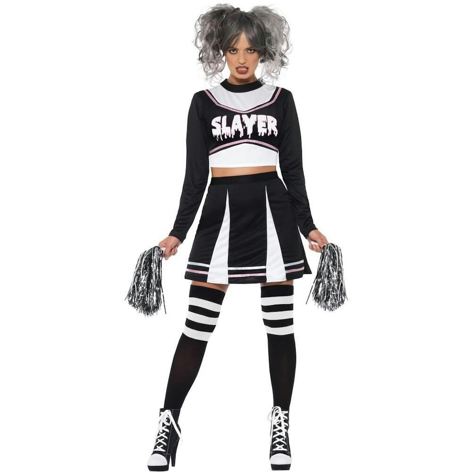 image 1 of Fever Womens/Ladies Gothic Cheerleader Costume - Black/White - M | Multi | M
