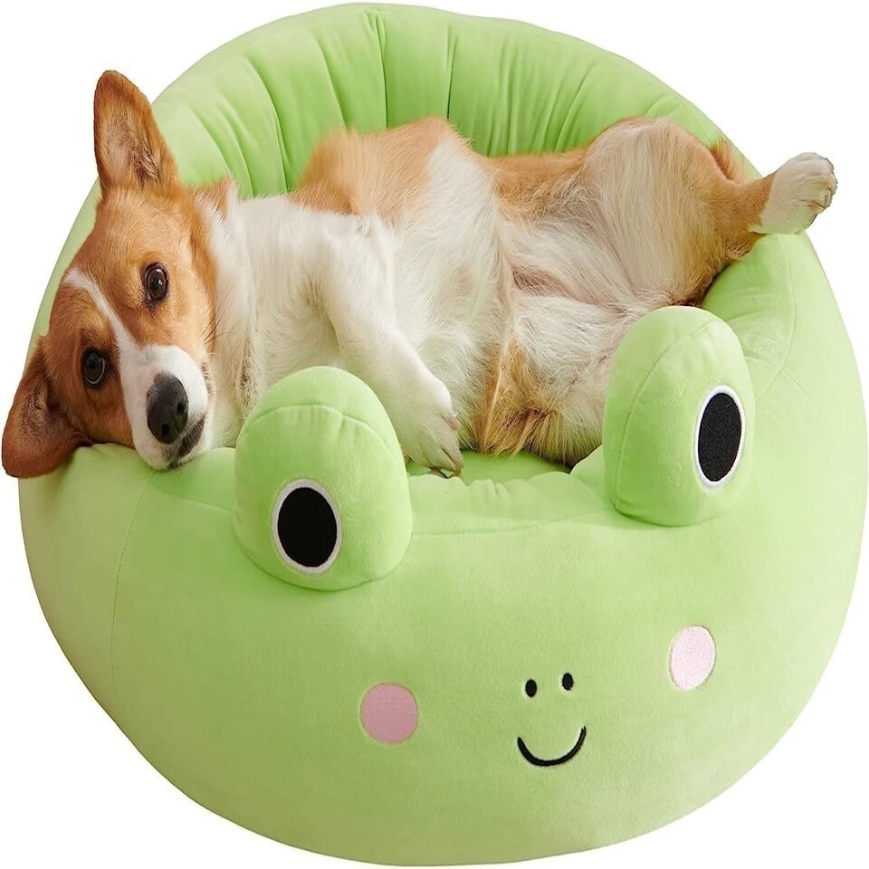 image 1 of Squishmallows Official 30-Inch Wendy Frog Pet Bed Large Ultrasoft Official Plush Pet Bed