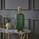 image 2 of ValueLights Leigh Forest Green Glass and Gold Detail Table Lamp Base | White