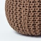 image 4 of Homescapes Chocolate Brown Round Cotton Knitted Pouffe Footstool - 35 x 40 cm | Brown | H 35cm x W 40cm