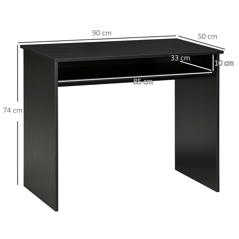 image 1 of HOMCOM Computer Desk Writing Table Study Workstation Storage Black Wood Grain
