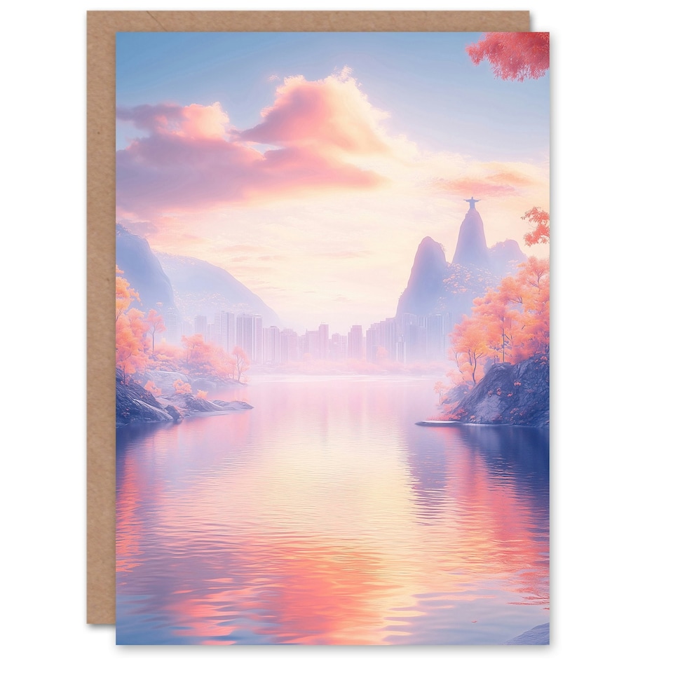 image 1 of Rio De Janeiro Coastal View Fantasy Landscape Farewell Greeting Card