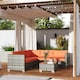 image 2 of Outsunny 4 Pieces Rattan Garden Furniture Sofa Set with Coffee Table | Orange | One Size