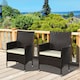 image 1 of Outsunny 2 Pieces Outdoor PE Rattan Dining Chairs Set with Cushion, Garden Armchair with Armrests, High Backrest, Metal Frame Patio Wicker Furniture, Coffee