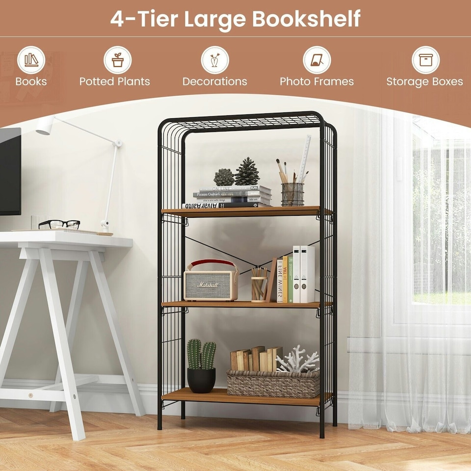 image 1 of COSTWAY 4-Tier Open-Back Storage Shelf Display Rack