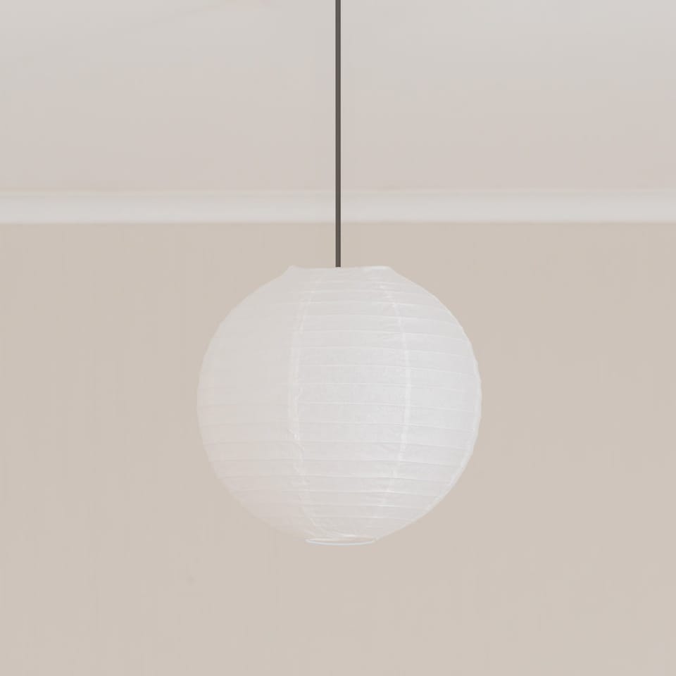 image 1 of ValueLights Isla White Paper Globe Ceiling 30cm Lamp Shade | White