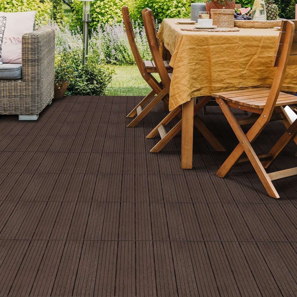 image 1 of Cosmo Garden Patio Cosmopolitan Decking Tiles - Brown | Brown | Pack of 1