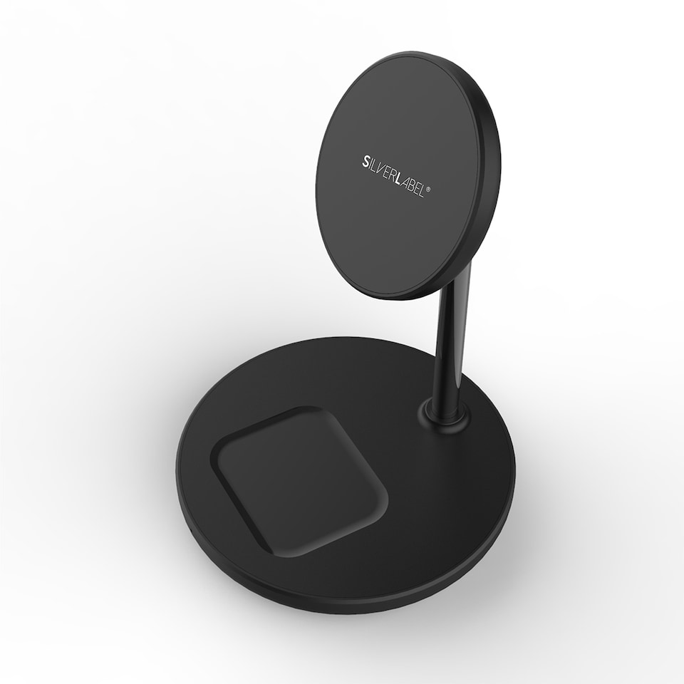 image 1 of SilverLabel 2 in 1 Wireless Charging Stand Black