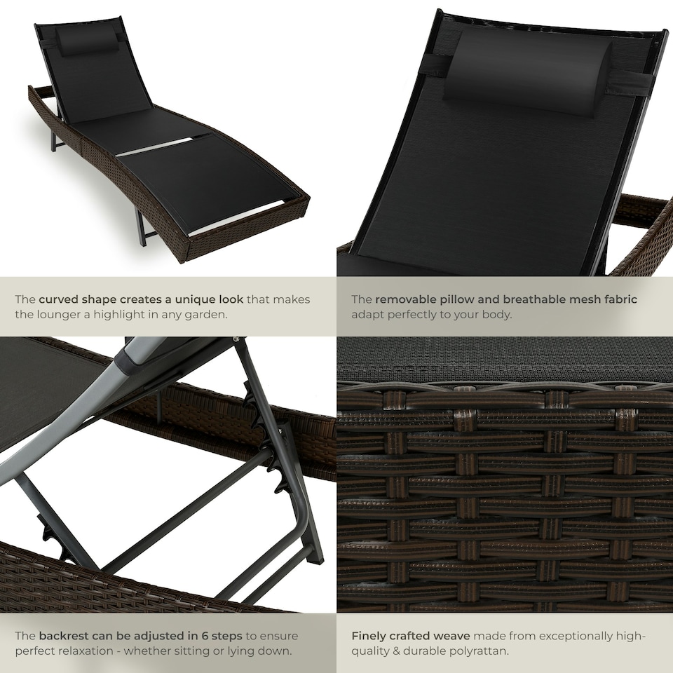 image 1 of Sun Lounger Moana - weather & UV-resistant, 6 position backrest, removable pillow Brown | Mixed Brown