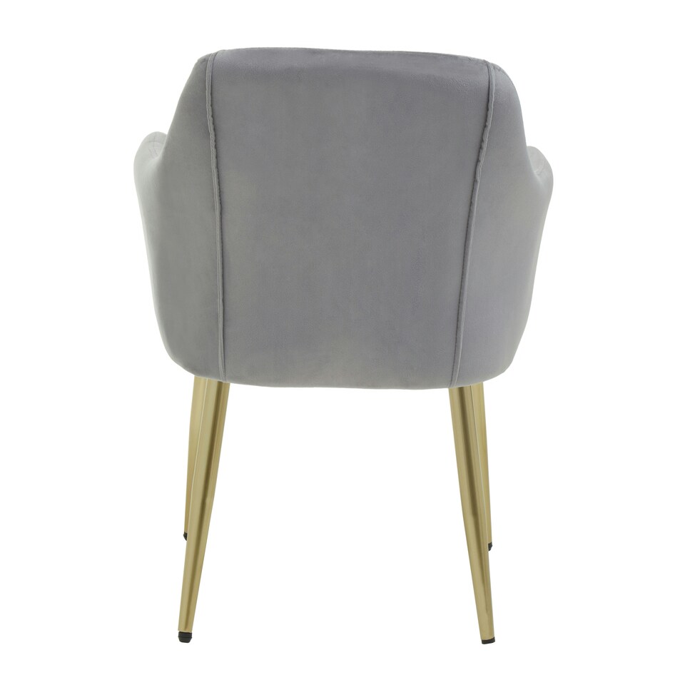 image 1 of Interiors by Premier Grey Velvet Dining Chair, Mid-Century Modern Velvet Dining Chair, Stylish Grey and Gold Dining Chair
