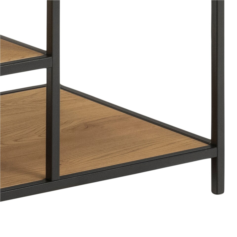 image 1 of Seaford Black Metal Clothes Rack with 5 Oak Shelves