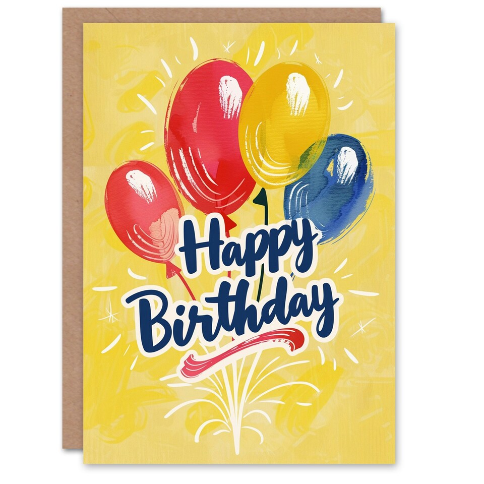 image 1 of Bright Watercolour Balloons Bundle Woman Her Birthday Card