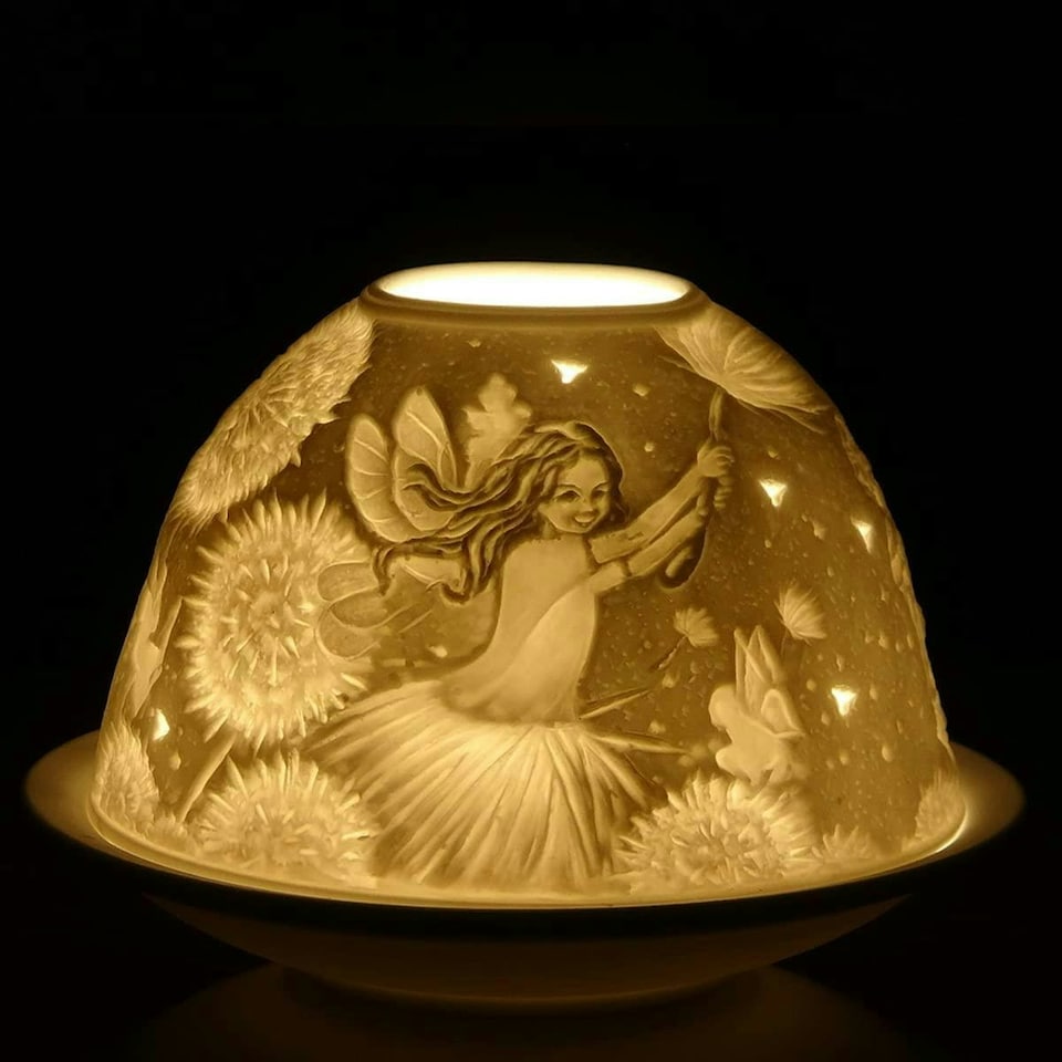 Nordic Lights Tealight Porcelain Candle Shade and Plate Flower Fairy