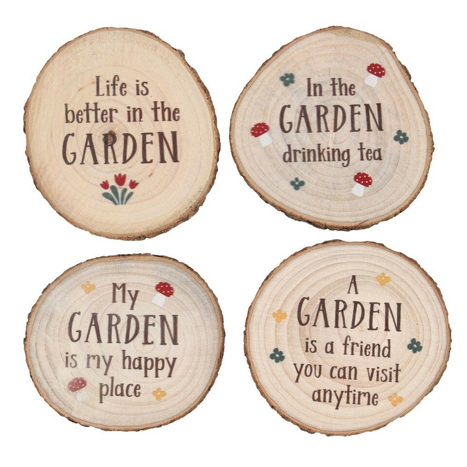 Something Different Garden Wood Slice Coaster Set - Brown - One Size