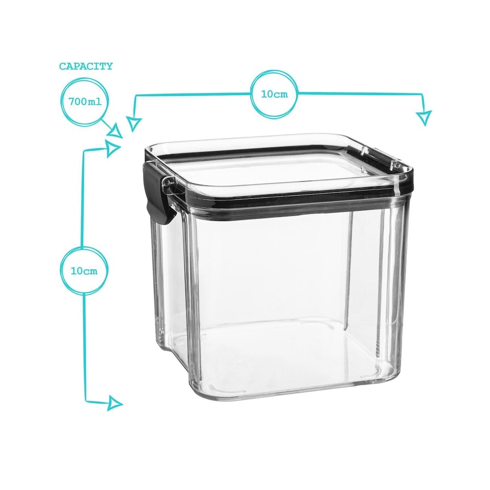 image 1 of Argon Tableware Food Storage Container - 700ml - Black Reusable Airtight Stackable Meal Prep Lunch Box with Clip-Lock Lid