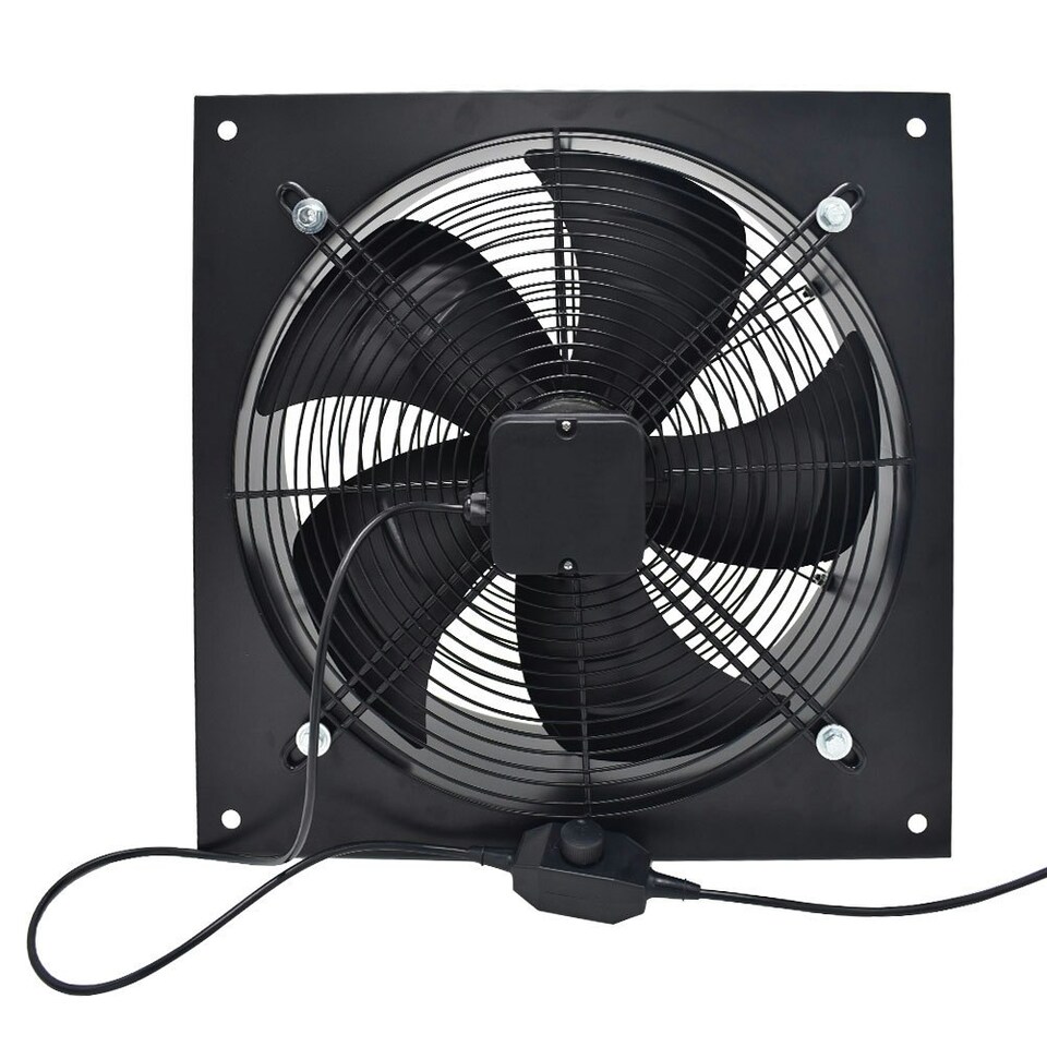image 1 of Living and Home Ventilation Wall-Mounted Exhaust Axial Fan, 8-inch, Black