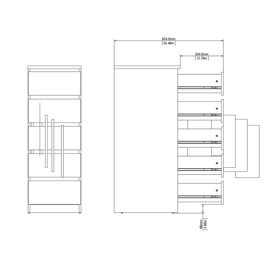 image 1 of Naia Narrow Chest of 5 Drawers in Black Matt