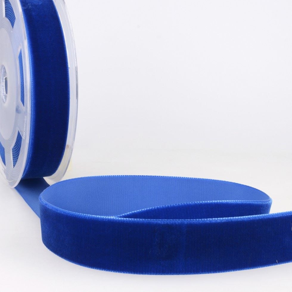 Stephanoise Royal Blue 38mm Velvet Ribbon for Dressmaking - per metre