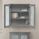 image 3 of Teamson Home Wooden Bathroom Wall Cabinet 2 Glass Doors Grey