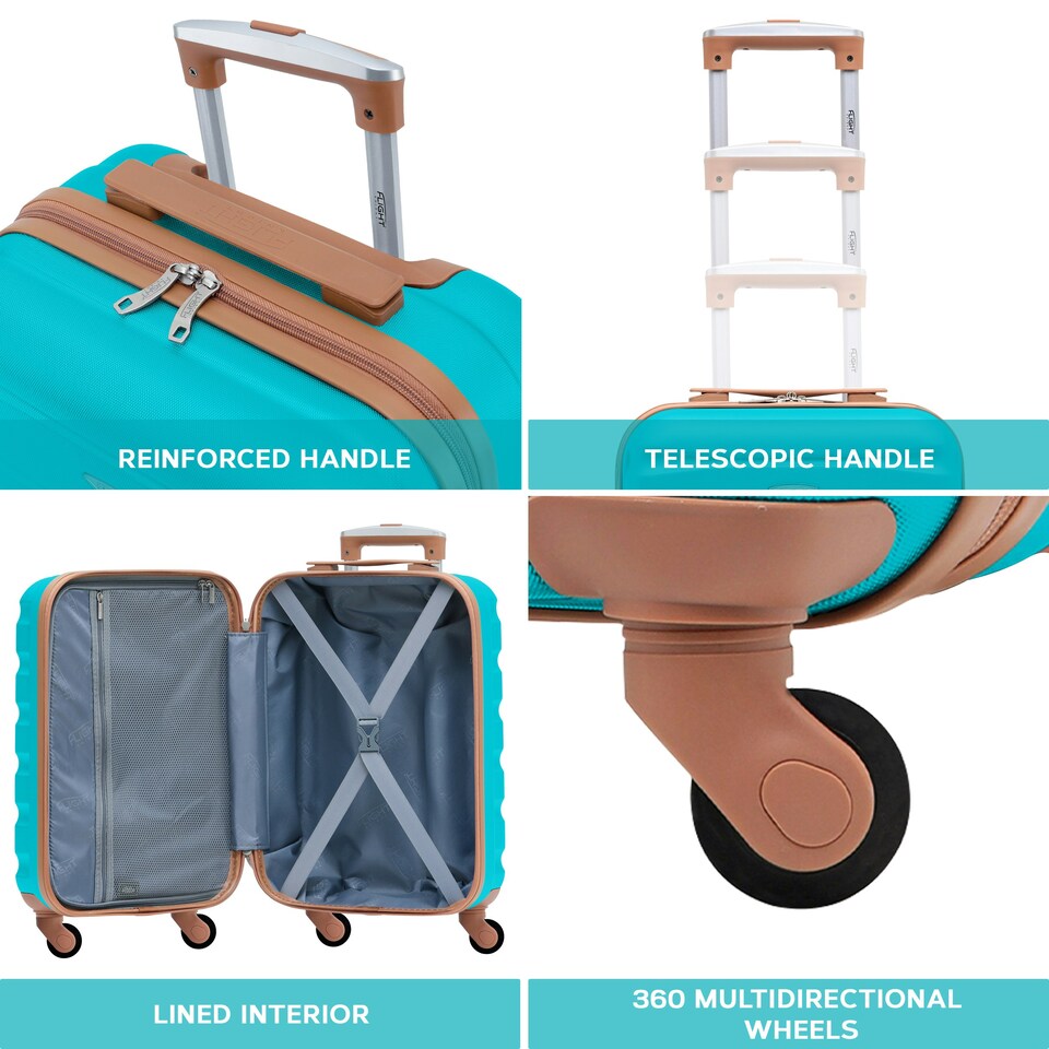 image 1 of Flight Knight 25" 4 Wheel ABS Hard Case Medium Suitcase 100+ Airlines Approved - easyJet, British Airways, Ryanair, Jet2, Emirates & Many More - Check-in | Blue | Aqua/Tan | Medium