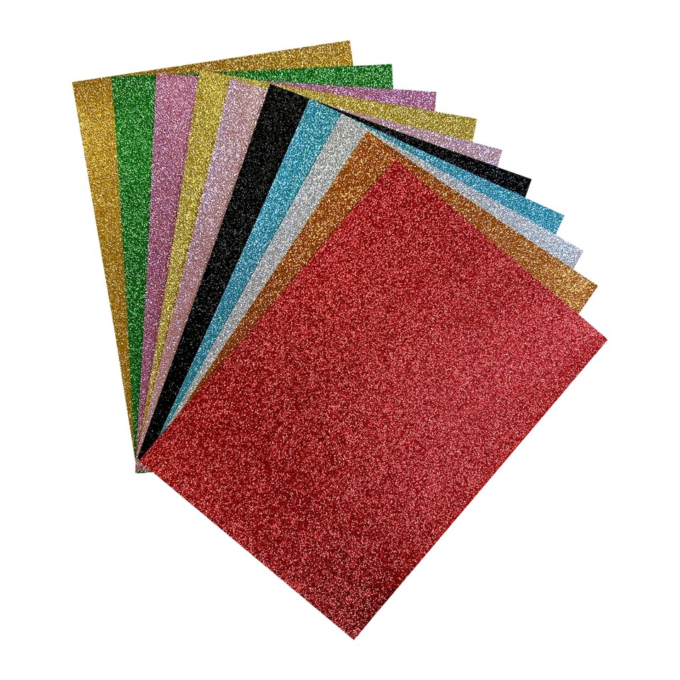 image 1 of Pack of 10 A4 Coloured Glitter Card 230gsm Sheets Yellow | Yellow | A4