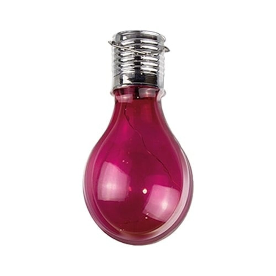 Red Garden Solar Powered LED Coloured Hanging Bulb Light