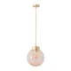 image 4 of ValueLights Frenchie Pink Glass Globe Brushed Gold Capped Ceiling Pendant Light with Bulb Gold