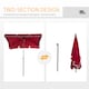 image 4 of Outsunny 2 x 1.3m Garden Parasol Umbrella, Outdoor Market Table Umbrella with Ruffles  Aluminium Pole, Rectangular Tilting Parasol Sun Shade Canopy, Red
