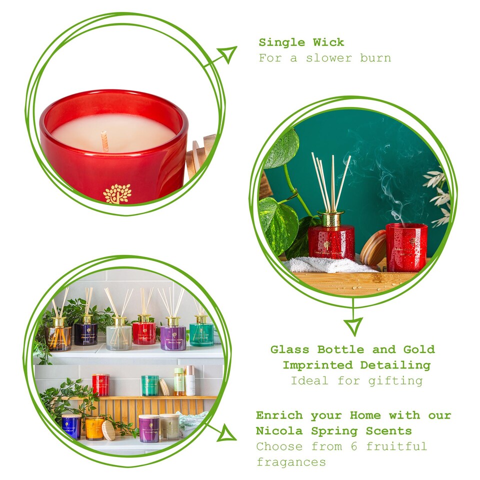 image 1 of Nicola Spring Scented Candle & Reed Diffuser Set - 130g - Wild Fig & Cassis | Red | Red
