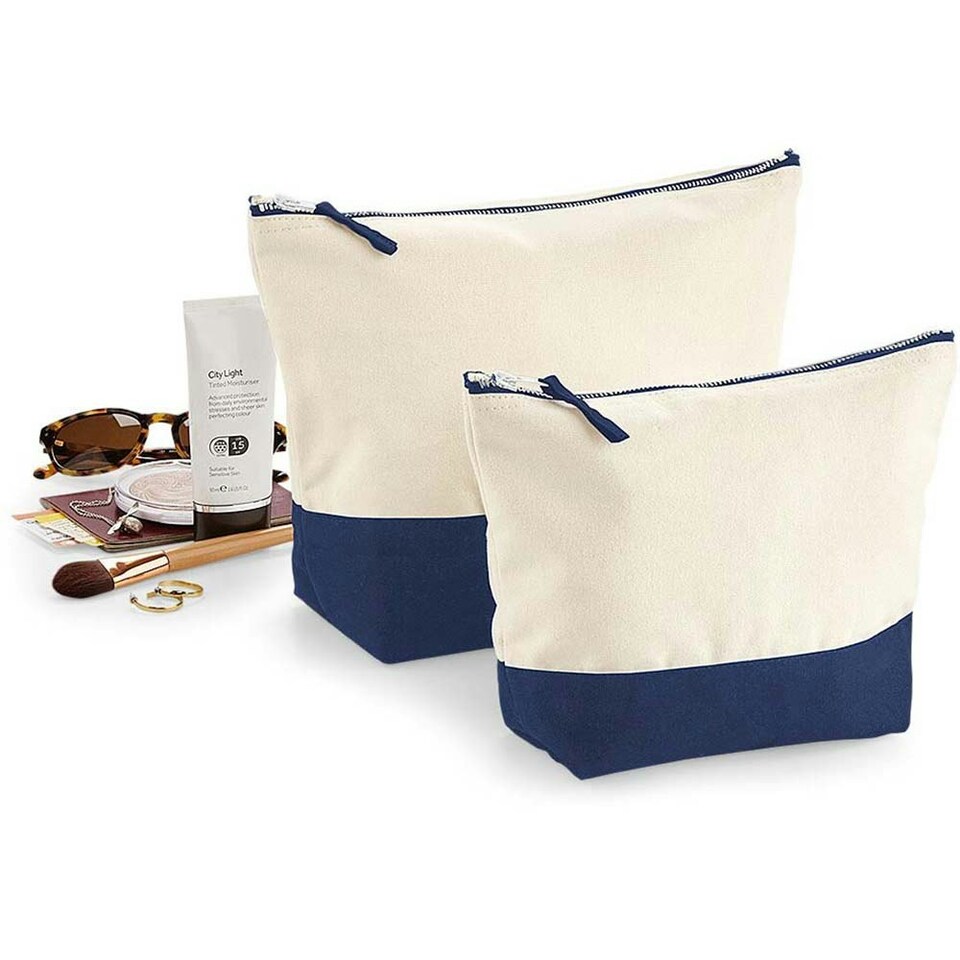 image 1 of Westford Mill Dipped Base Canvas Accessory Bag (Pack of 2) - Natural/Navy - L | Brown