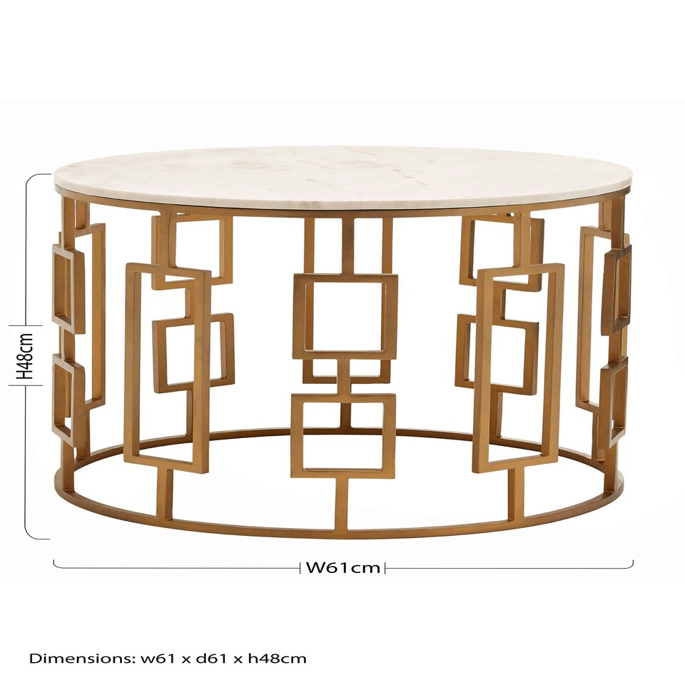 image 1 of Shalimar White Marble Top Side Table with Gold Finish Base Gold