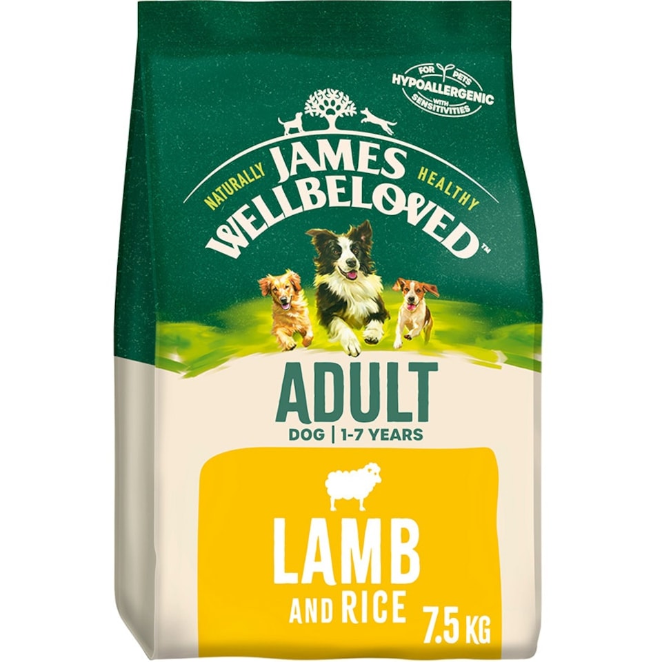 image 1 of James Wellbeloved Adult Dog Maintenance Lamb and Rice Kibble Dog Food 7.5kg