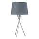 image 2 of Tripod - Chrome Lamp with Grey & Gold Fabric Shade | Chrome | Grey | Large | 1