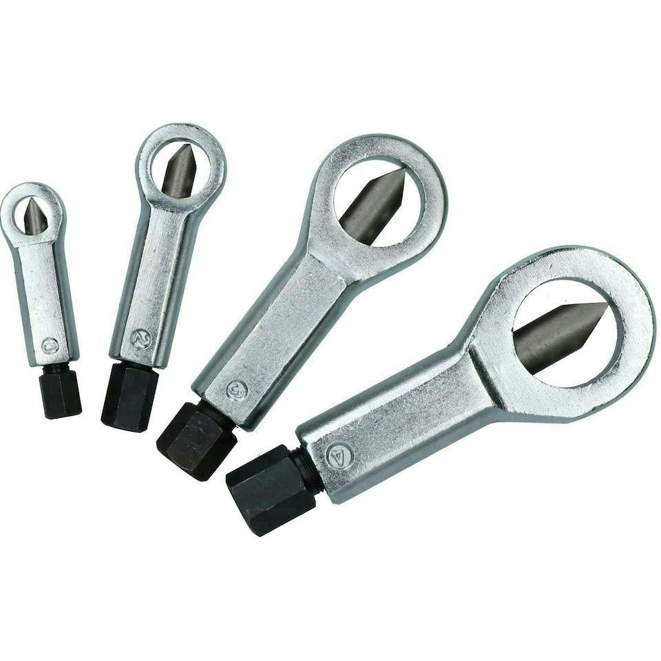image 1 of 4pc Nut Splitter Cracker Remover Set Damaged Seized Nuts Cutter 9mm - 27mm