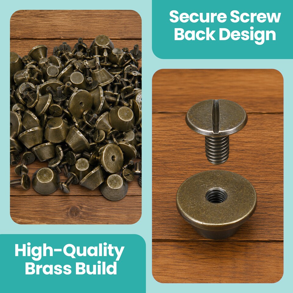 image 1 of 10mm x 6mm Mushroom Flat Head Studs Rivets for Leathercraft - 50pcs