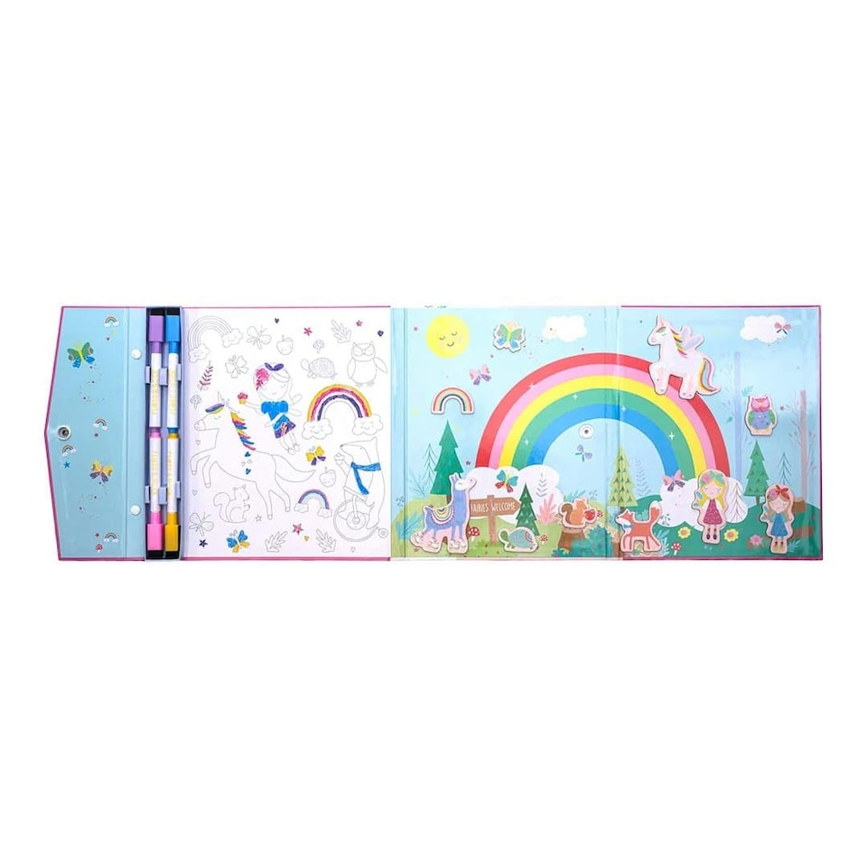 image 1 of Floss & Rock Magnetic 4 in 1 Activity Book - Rainbow Fairy Pink | Pink | One Size