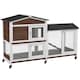 image 1 of PawHut Rabbit Hutch, Bunny Cage Outdoor 2-Tier w/ Wheels & Tray, Brown