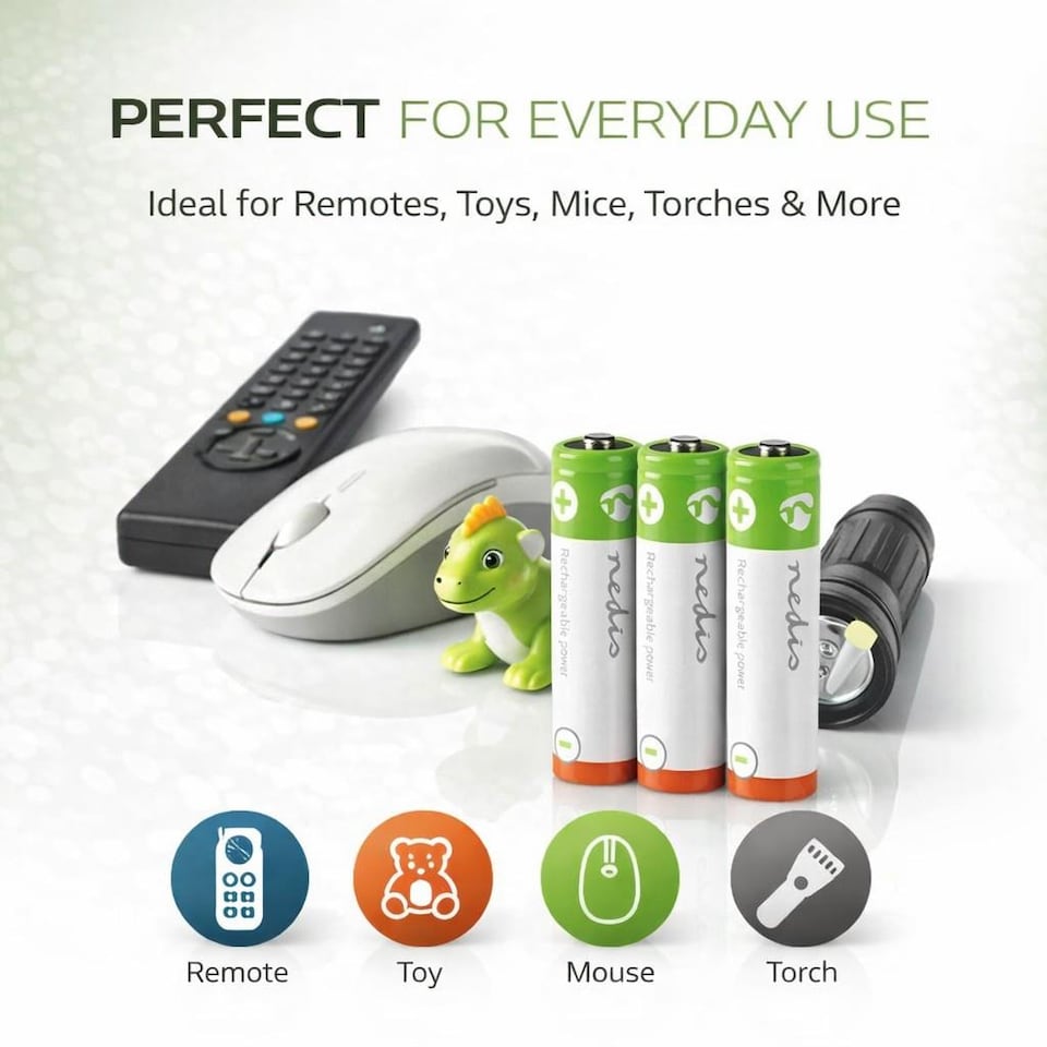 image 1 of Nedis 4 Pack AA 1.2V Rechargeable NiMH Battery - 2600 mAh