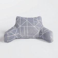 OHS Geometric Print Fleece Bed Reading Cuddle Cushion, 65x40cm - Grey