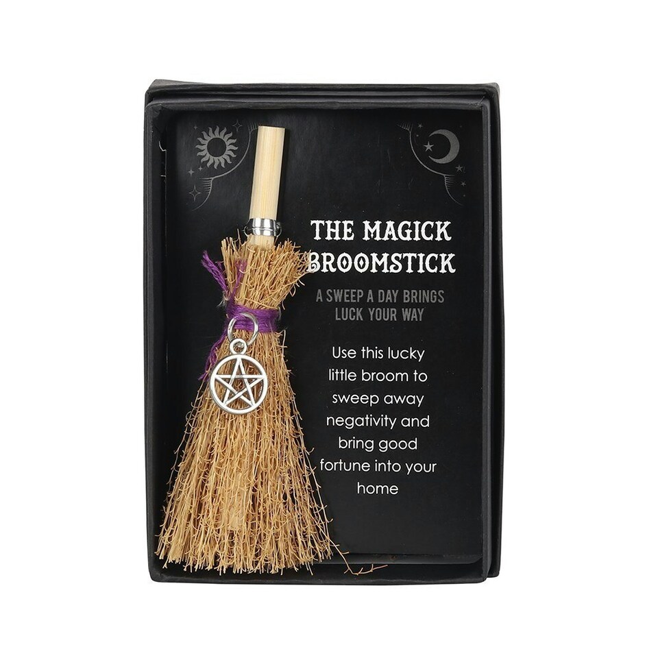 Something Different Mini Magick Pentagram Broomstick - Silver/Brown - One Size