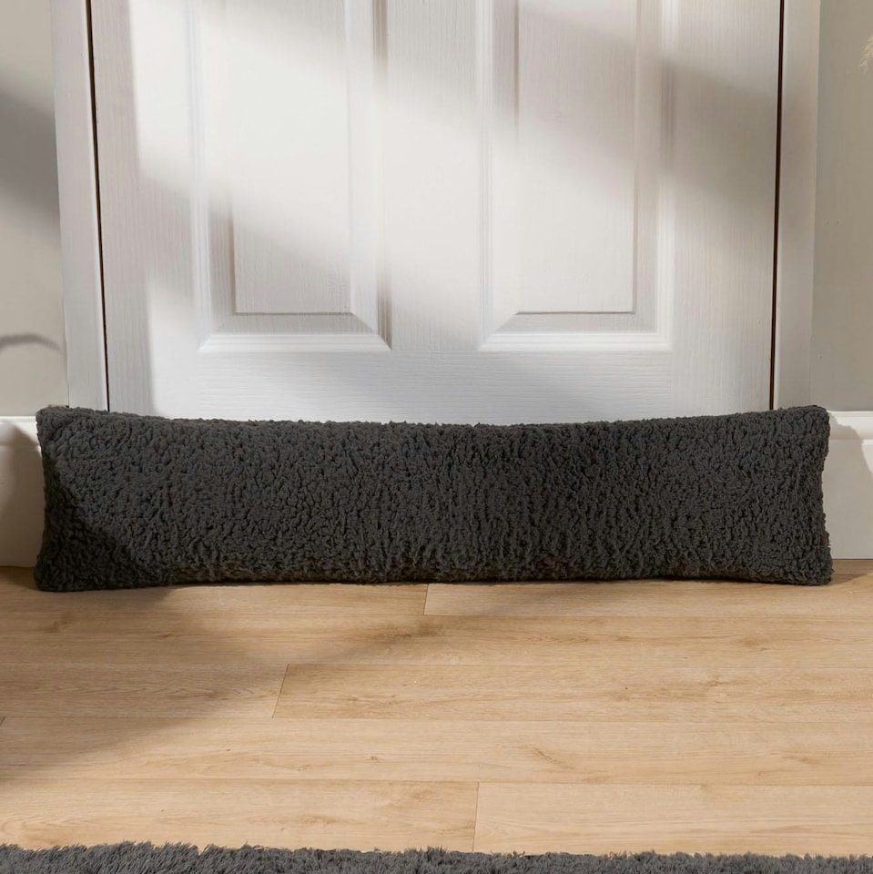 image 1 of OHS Teddy Fleece Window Weather Seal Draft Draught Excluder Door Stopper, 90cm - Charcoal