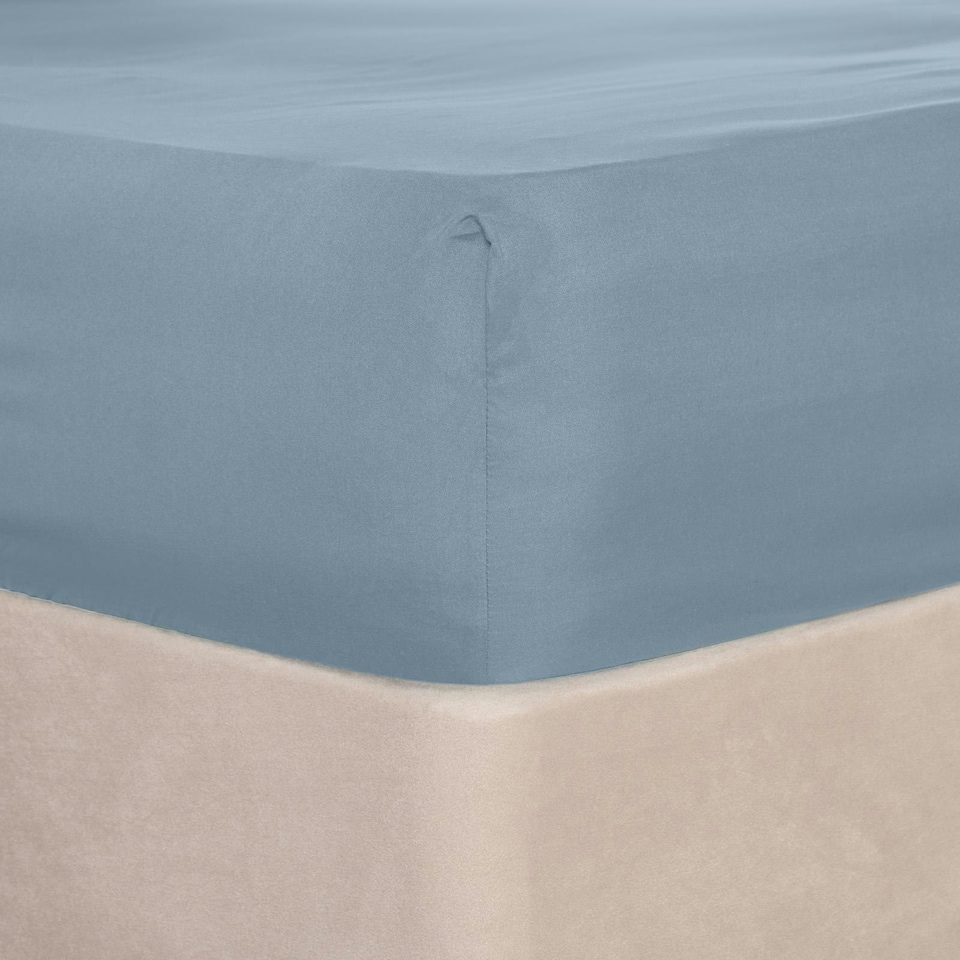 image 1 of OHS Plain Fitted Bed 25cm Deep Elasticated Sheet, Single - Blue