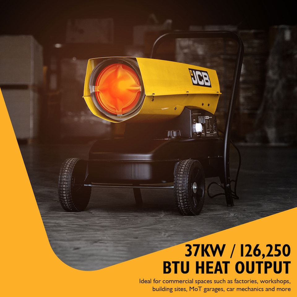 image 1 of JCB 140,000BTU / 37kW Diesel Space Heater, 800m³ Coverage, Kerosene or Diesel, Thermostat JCB-SH140D