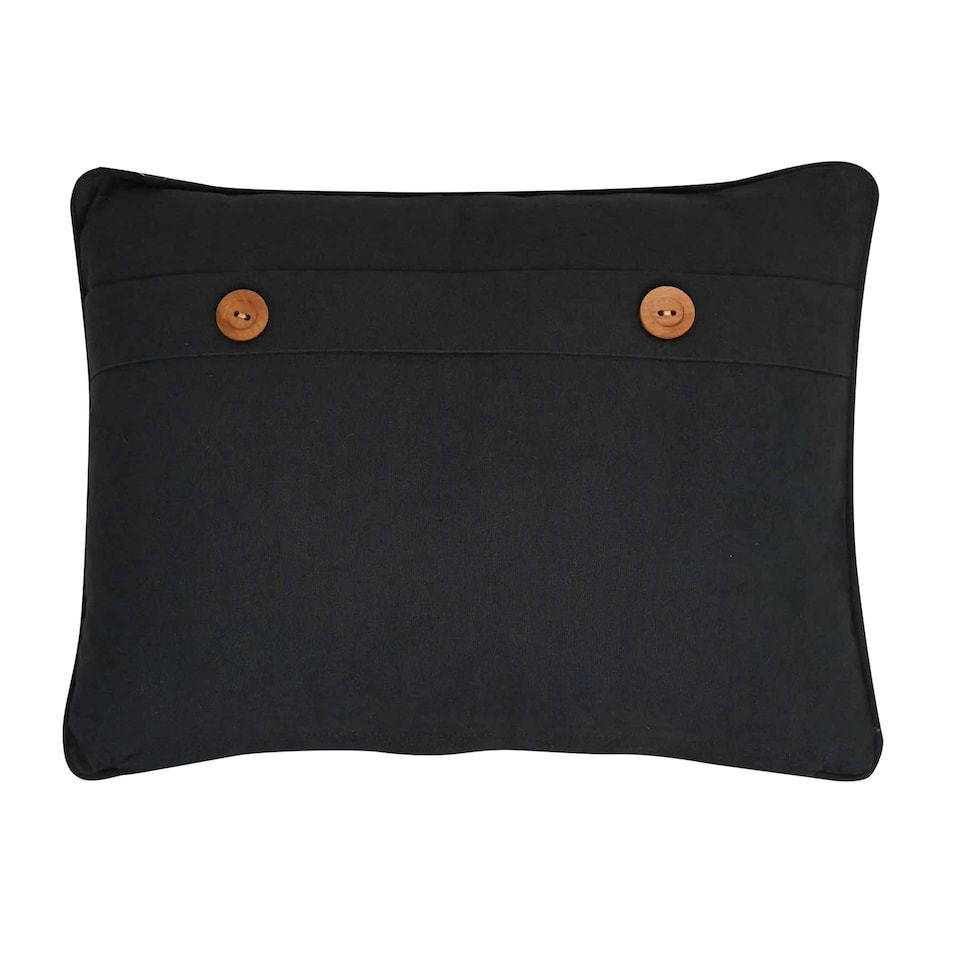 image 1 of Meg Hawkins Oblong Cushion with Wooden Buttons - Stag White | Brown