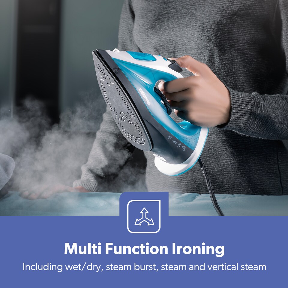 image 1 of GEEPAS Steam Iron With Non Stick Soleplate 1800W Blue