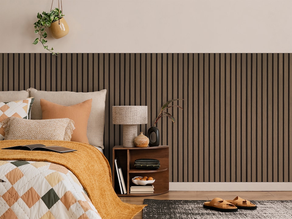 image 1 of Fuse Acoustic Wooden Wall Panel in Smoked Oak, 1.2m x 0.6m