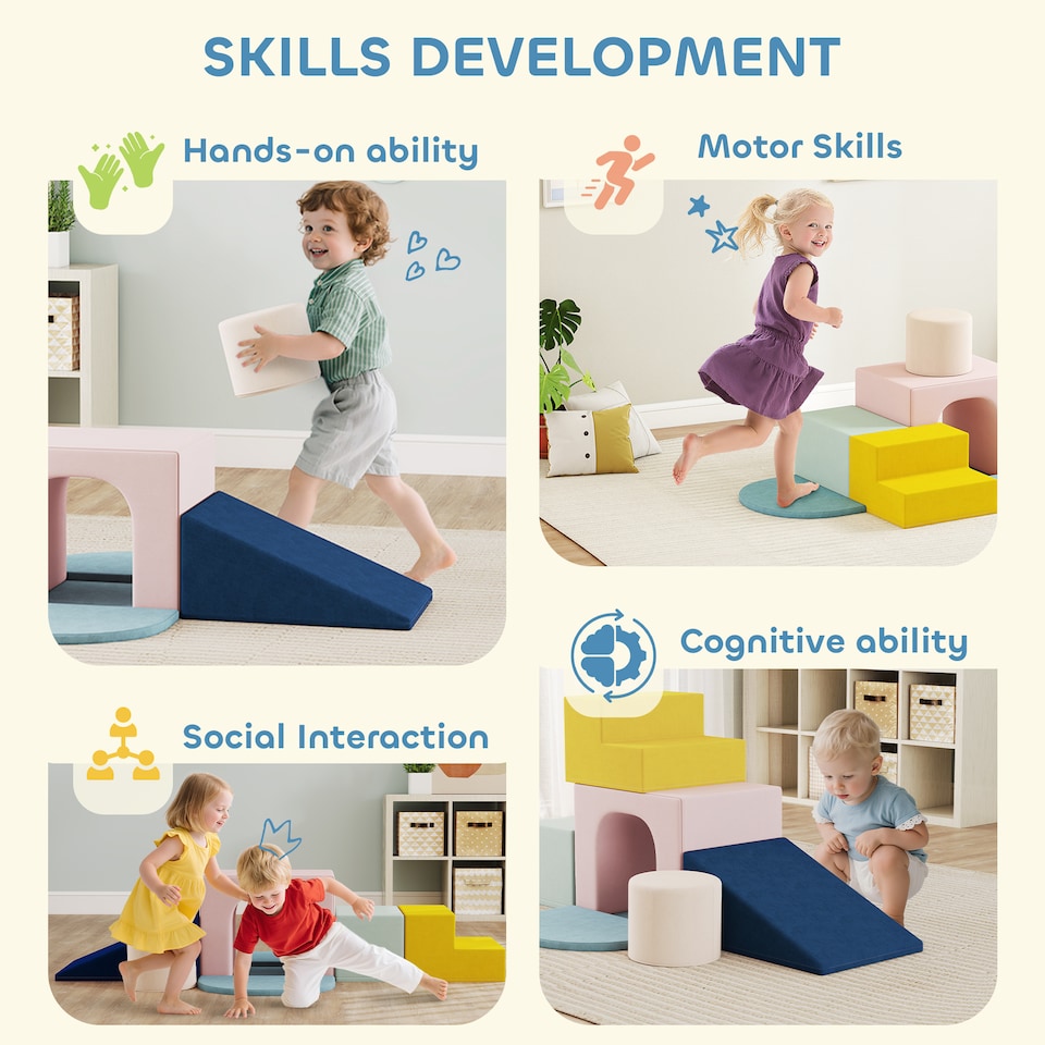 image 1 of AIYAPLAY Foam Blocks for Kids, 8 Piece Indoor Building Blocks for Climbing
