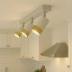 image 2 of CGC PUZON White & Gold GU10 Adjustable Triple Three Head GU10 Ceiling Spotlight Bar Light White